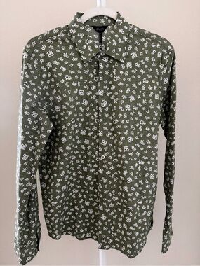 Good Man Brand Olive Green Floral Button-Down Shirt